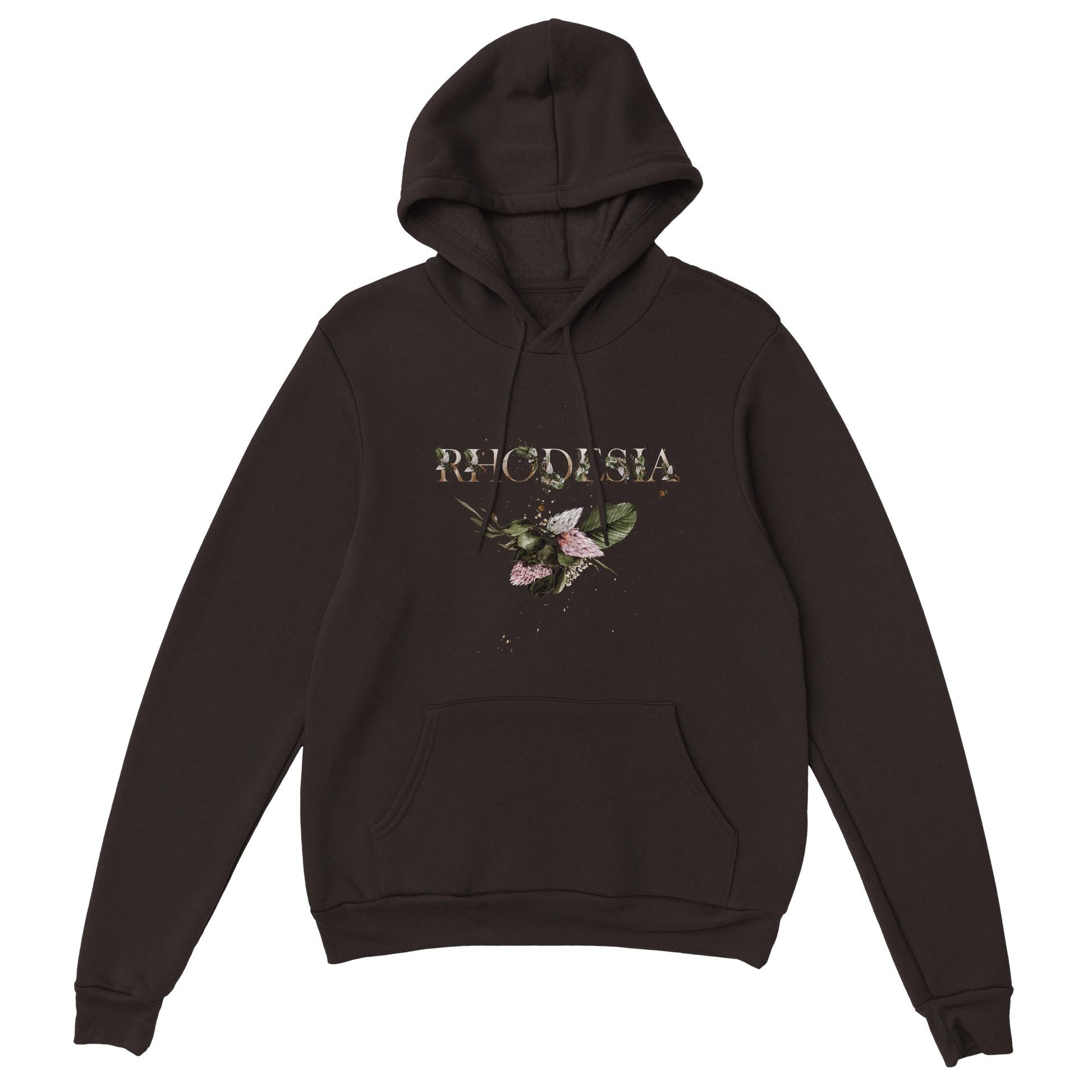 Rhodesia-Florals-Hoodie Dark Choc 2