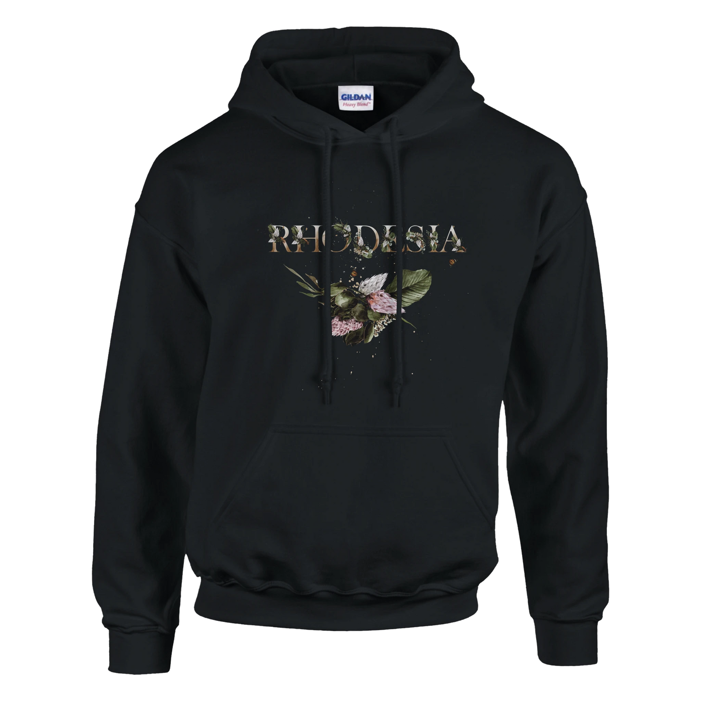 Rhodesian Florals Hoodie Military Black