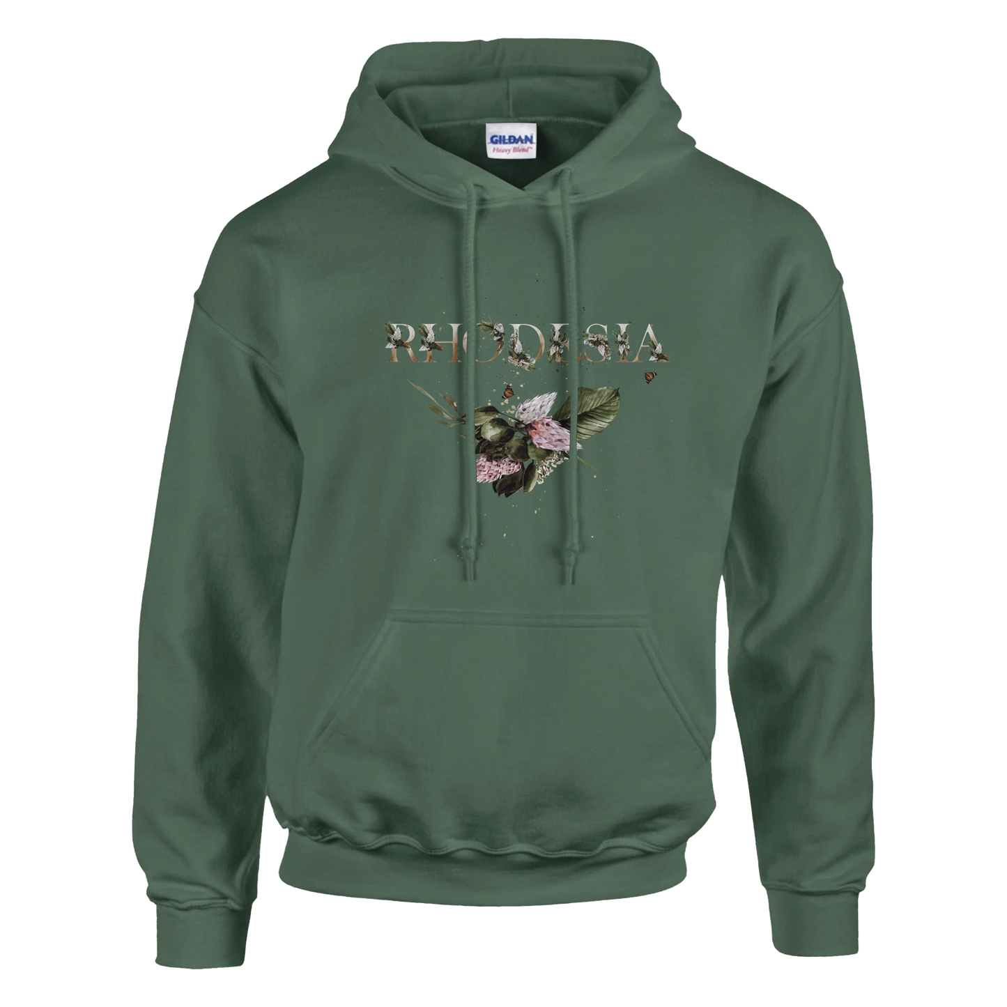 Rhodesian Florals Hoodie Military Green